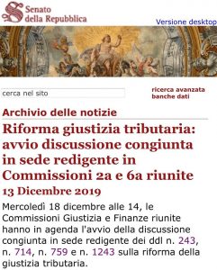 discussione in senato su riforma della giustizia tributaria