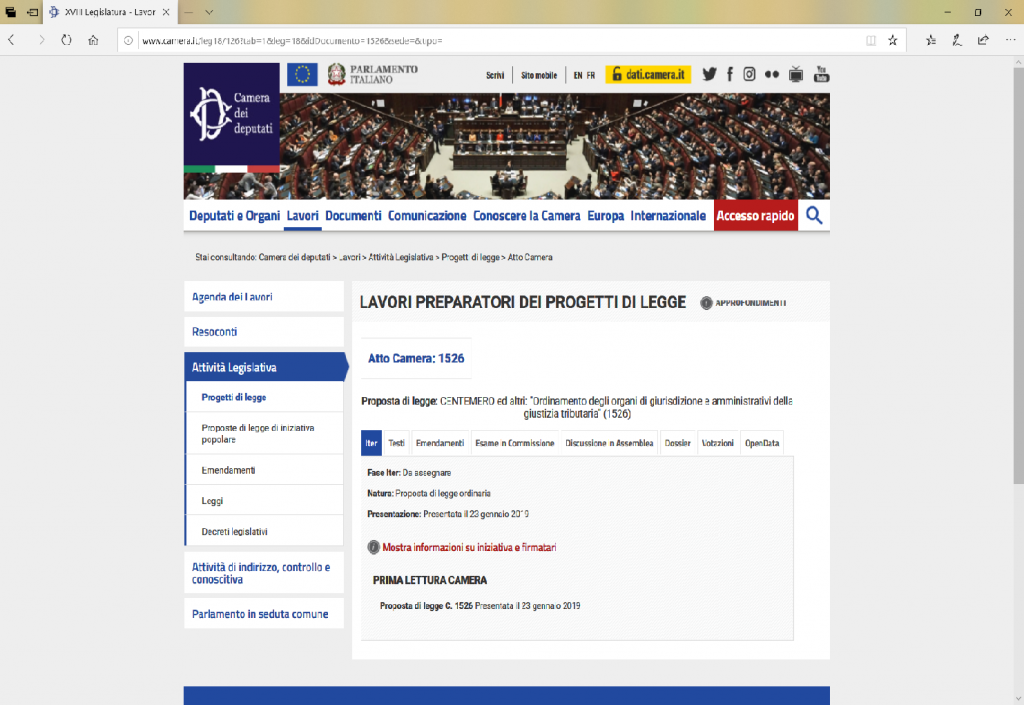 rproposta di legge riforma giustizia tributaria