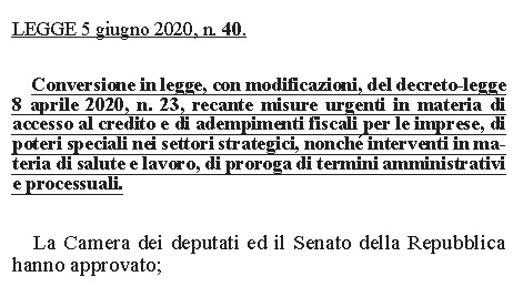 modifiche conversione decreto liquidità