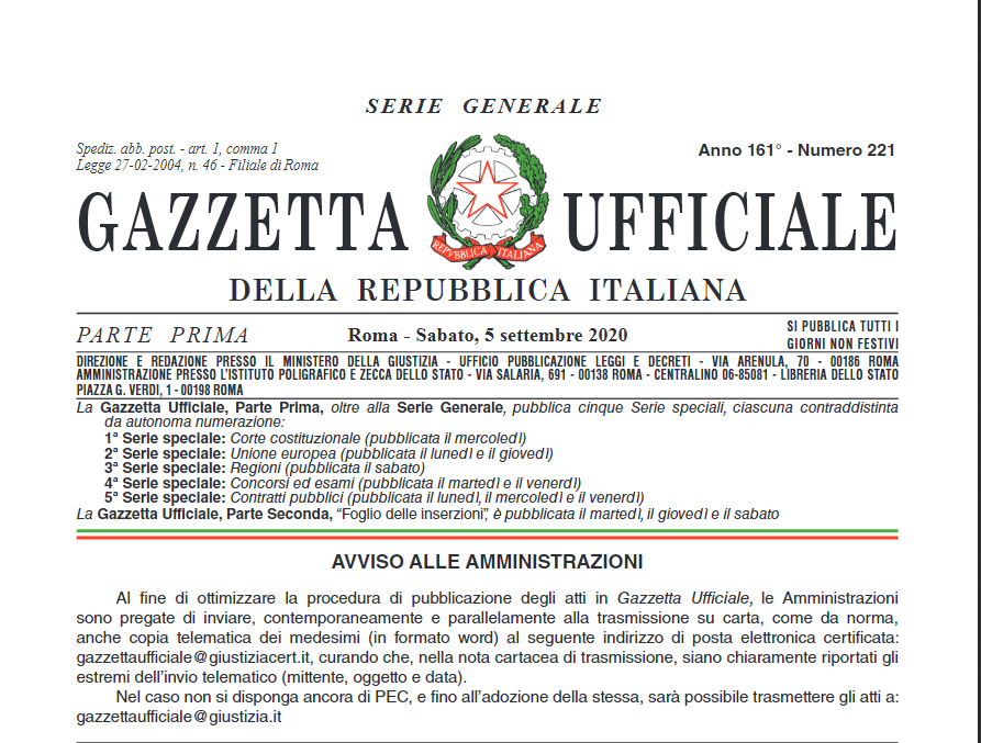 Bonus mobilità - Decreto 14 agosto 2020 in G.U. n. 221 del 5 settembre 2020