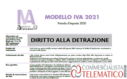 dichiarazione iva 2021 detrazione