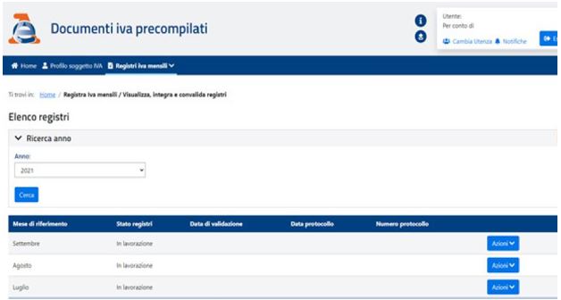 Visualizza integra e convalida registri IVA