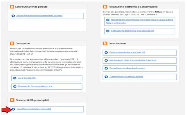 Documenti IVA precompilati nel portale Agenzia Entrate