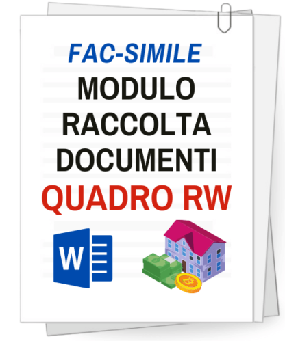 Fac-simile | Raccolta dati Quadro RW Modello Redditi – Verbale di consegna documenti