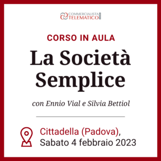 Corso in Aula | La società semplice – Cittadella, 4 febbraio 2023