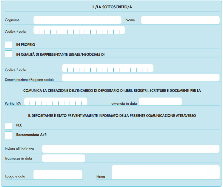 depositario scritture contabili