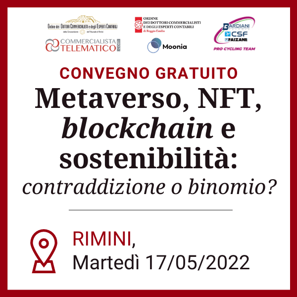 Convegno Sostenibilità NFT Rimini 17 maggio 2022